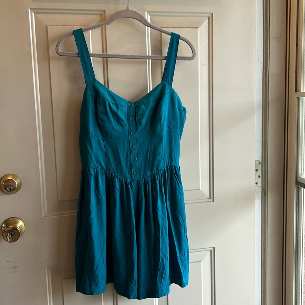 wild fable Teal Button-Front Sundress Romper